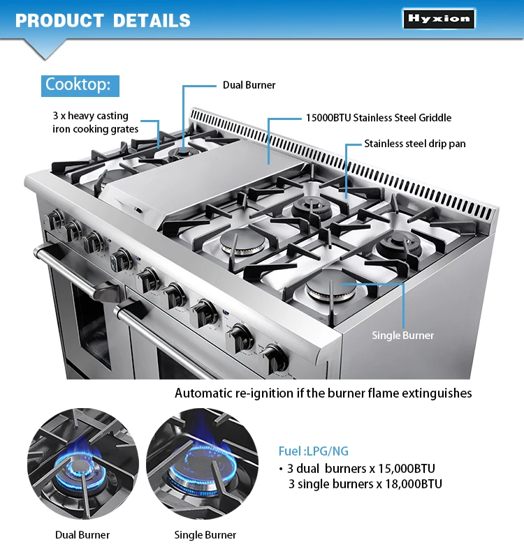 48inch 6 Burner Gas Cooking Range/gas Stove With Oven Buy Gas Range