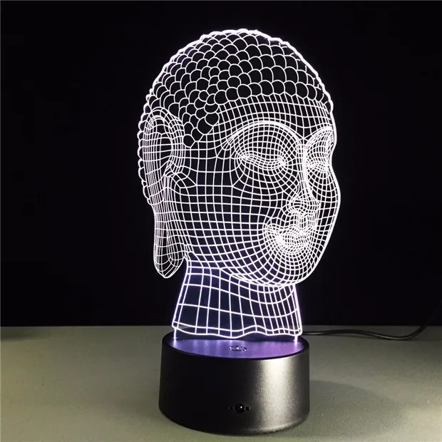 Buddha Lamp Buddhism 3D LED Light USB Color Night Light Decoration Innovation Christmas Gift for Good Luck