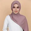 Fancy hijab for muslim lady headcovering more than 100 solid colors soft heavy bubble pearl chiffon scarf eyelash shawl