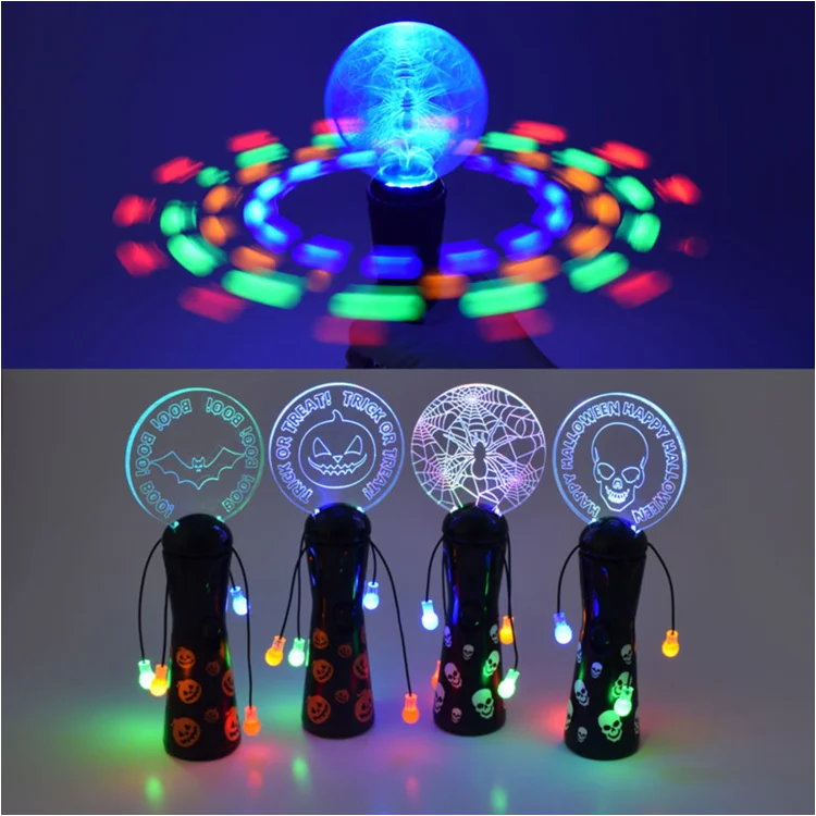 Promotion Item Halloween Glow In The Dark Led Light Up Spinning Wand