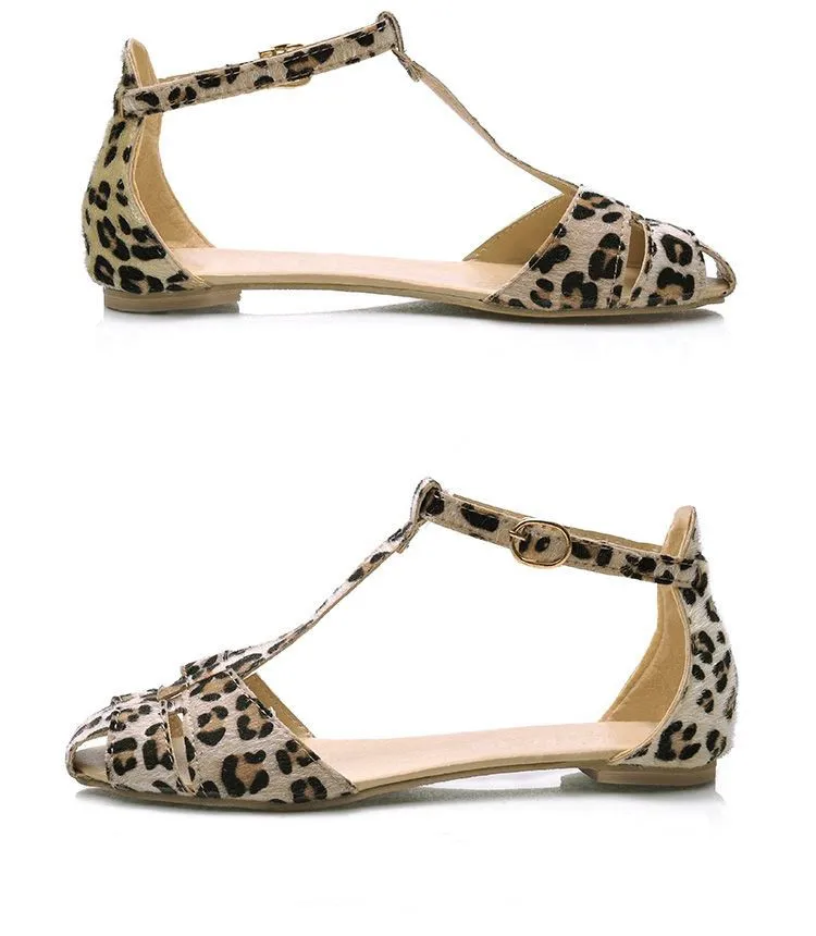 leopard sandals flat