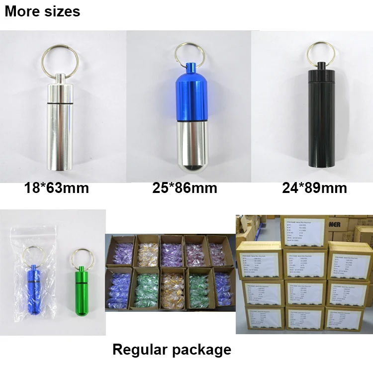 Waterproof OEM Logo Metal Small Pill Box Keychain