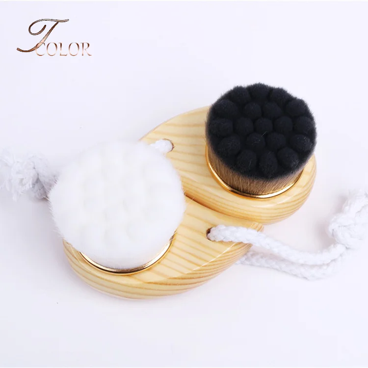Bamboo Charcoal Cleaning Tool Face Massage Comma Wood Handle Facial Clean Brush
