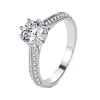 Excellent cut 5A Cubic Zirconia Diamond Ring White Gold Plated Engagement Rings Women Wholesale