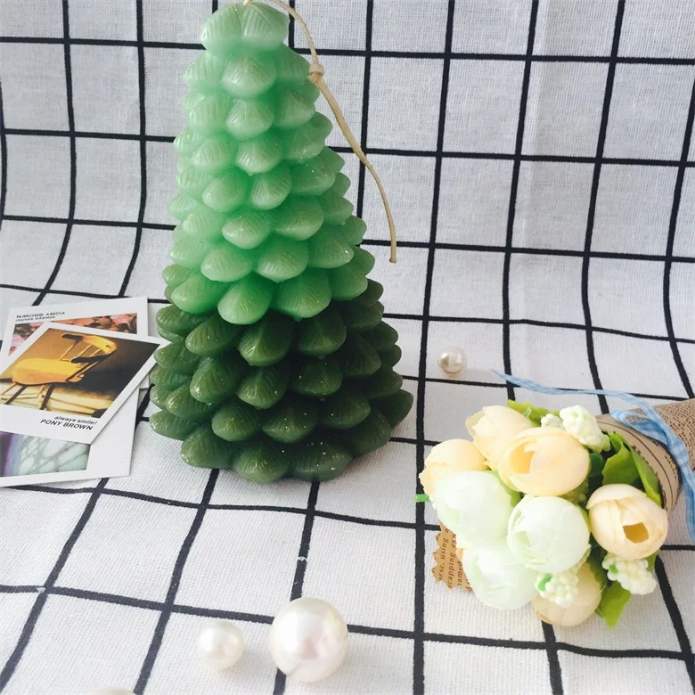 2017 Newest Modest Luxury Gift Craft Green Tree Series Pillar Candles
