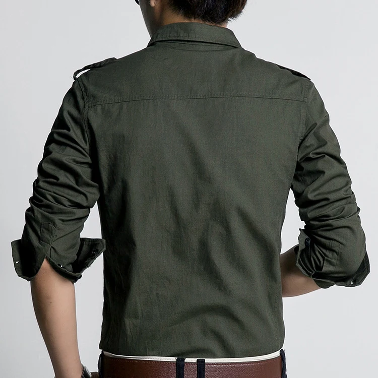 Camisa verde militar para mujer, camisa de manga larga con cuello vuelto,  informal, bordada, estilo militar|Camisa| - AliExpress