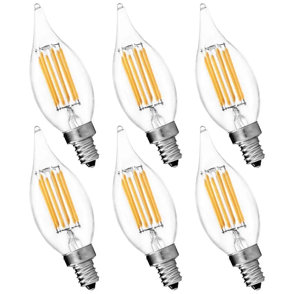 Buy 6 Pack Candelabra LED E12 Bulb Luxrite 6W LED Flame Bulb 3000K