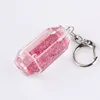 Quicksand Key Chain Metal Round Liquid Flowing Star Romantic Charm
