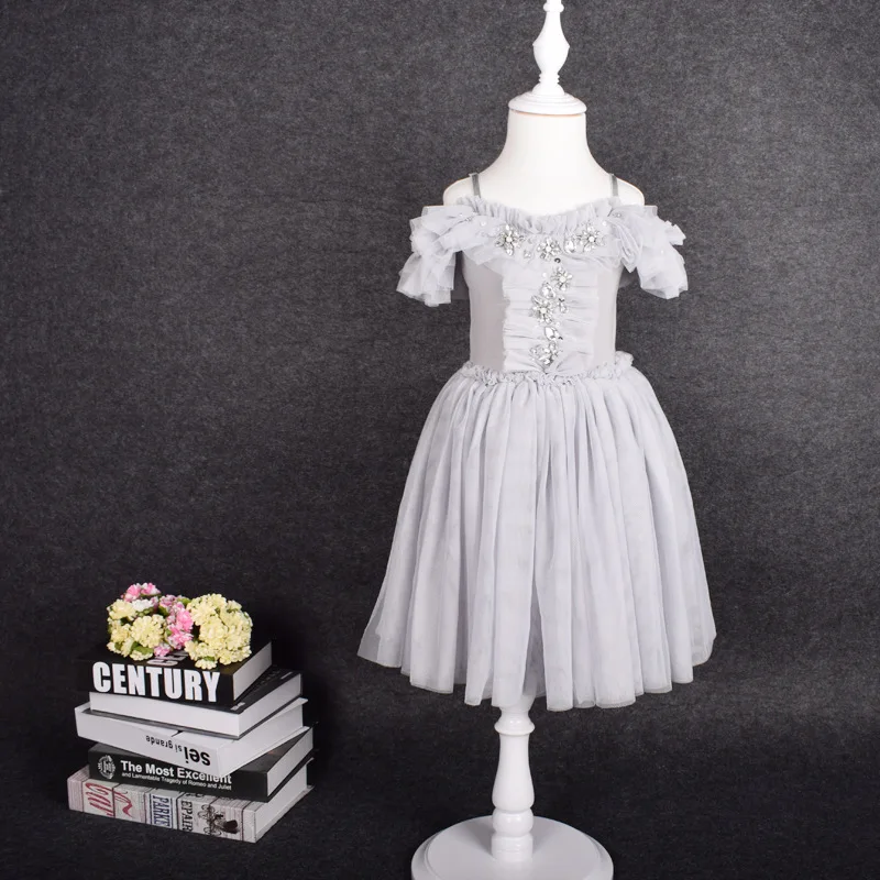 Grey Baby Dress Girls Party Dress With Beads Buy Baby Dress Girls