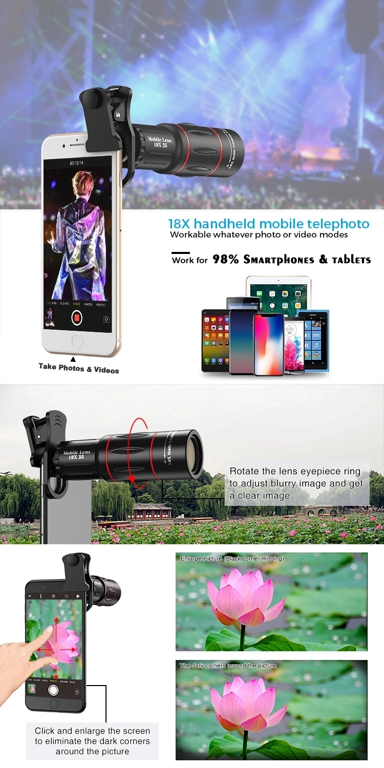 Apexel 18x Telescope Telephoto Zoom Lens Mobile Phone Zoom Lens Phone