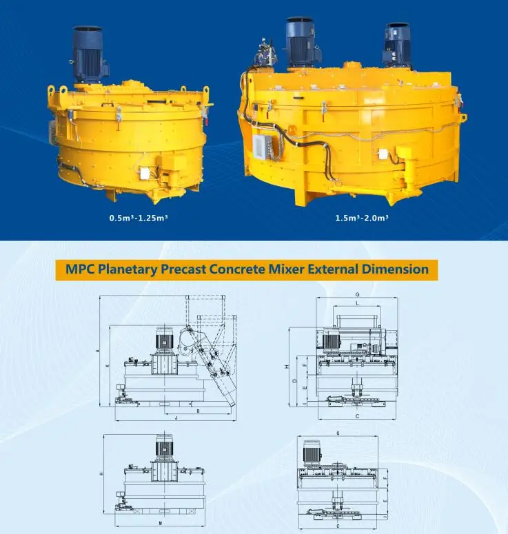 Mpc Serial Vertical 750 Liter 0.75m3 Concrete Pan Mixer Good Price For Sale