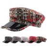 Colourful Checked Tweed Flat Cap Beret Hat