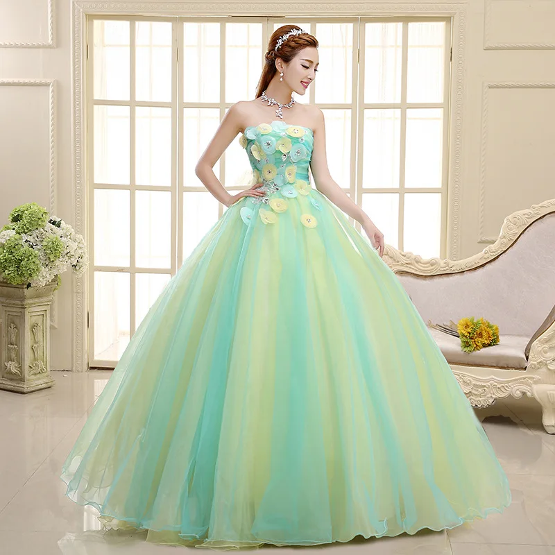 High Quality Fashion Lime Green Puffy Strapless Wedding Dress With ...