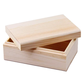 small wooden storage box with lid