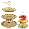 LG20170802-9 gold 3 tier round shape metal wedding cake stand wholesale