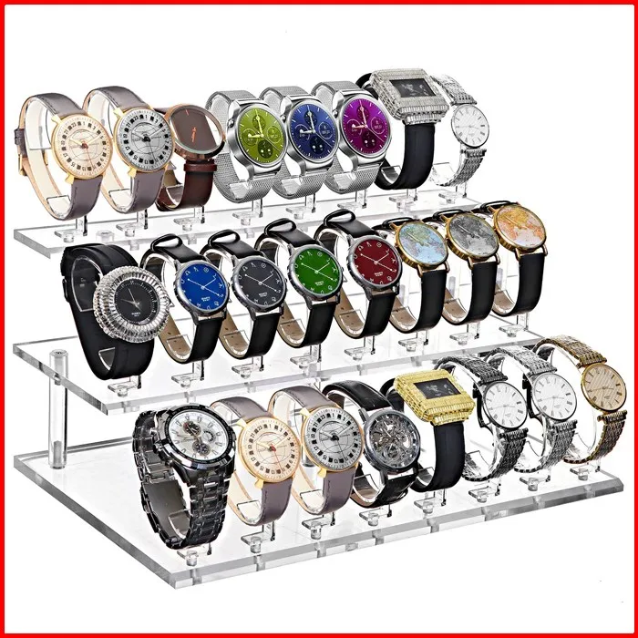 2020 Top Selling Custom Countertop Clear Acrylic Wrist Watch Display