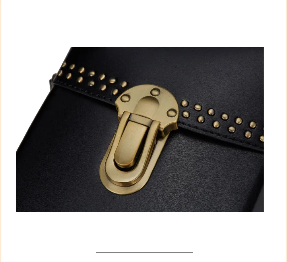 Women Black Faux Leather Single Shoulder Bags with Rivet 3).jpg