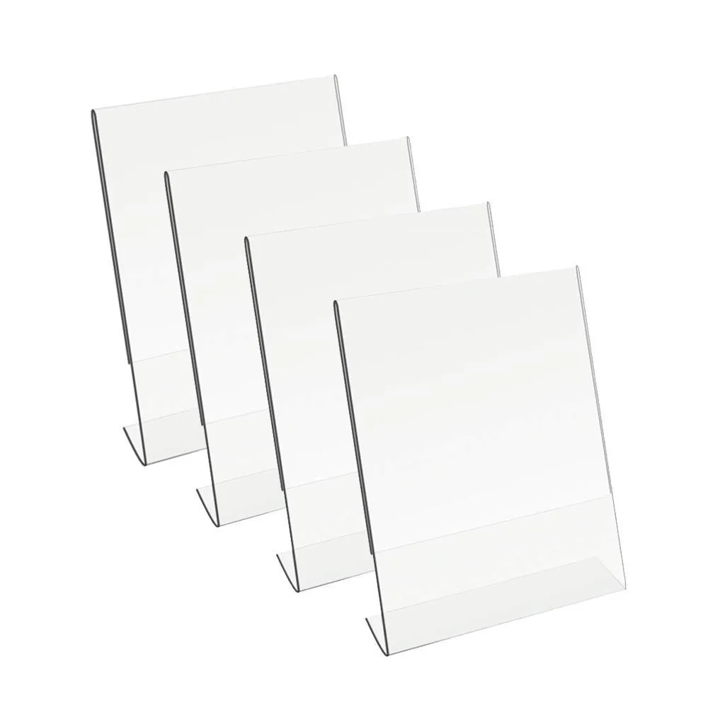 Vertical Clear Plastic L Shape Slanted Acrylic Sign Holder 8.5x11 - Buy ...