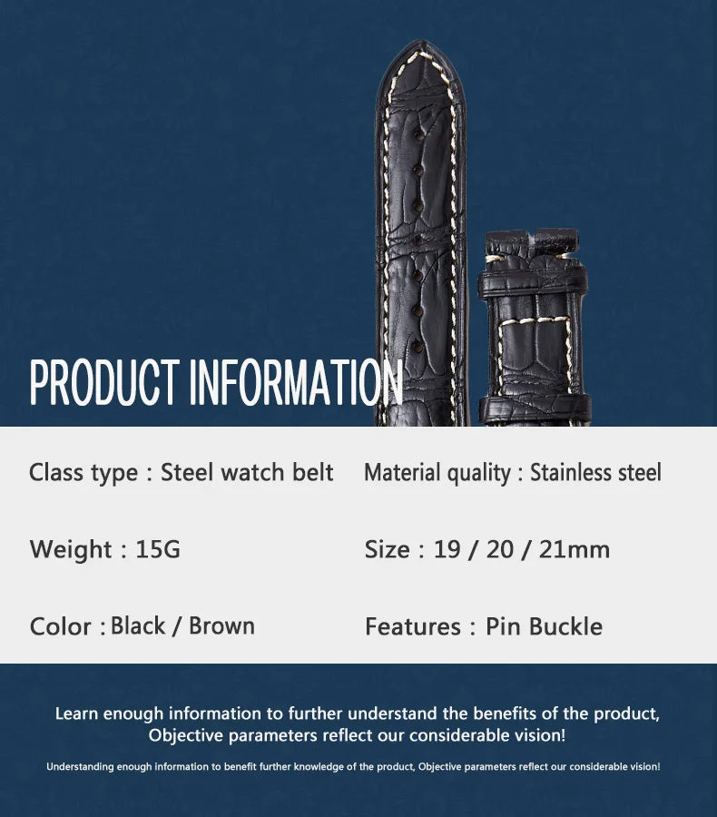 Handmade white line crocodile leather watch strap bands