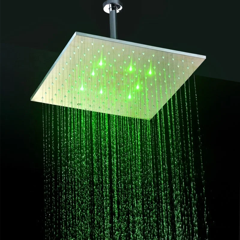 400*400mm Rain Shower 16" Square Water Power Concealed Brushed Led