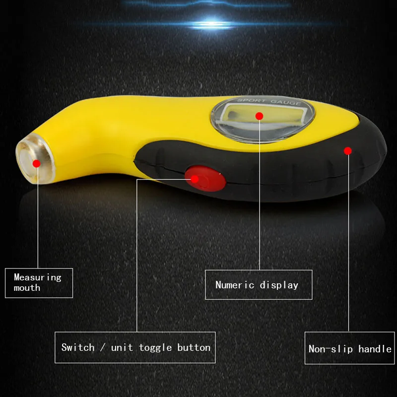 Custom Logo Car Tire Pressure Gauge LED Tire Pressure Counting Meter Electronic Digital LCD Vehicle Barometer