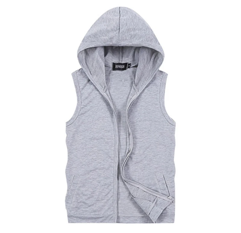 grey sleeveless hoodie mens