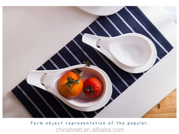Unique Ceramic Stackable Double Spoon Soup Bowls For Buffet
