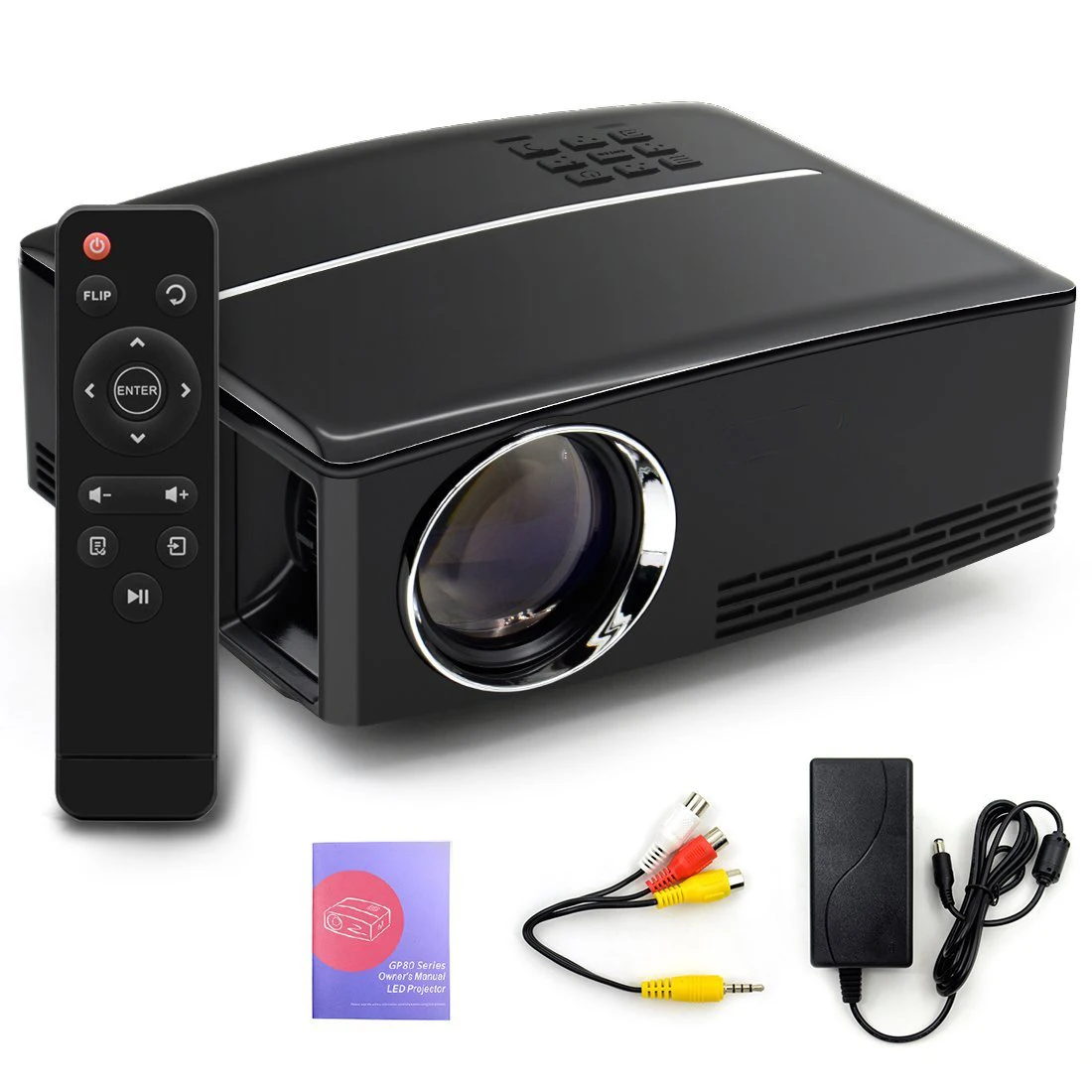 Gp80 Projector,Portable Top Game Video Entertainment,1800 Lms Led Light Output Brightness For