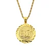 Allah Gold Pendant Necklace Link Chain Middle East Charm Islam Round Pendant God Bless All Unisex Necklace