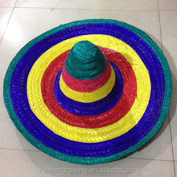 Rainbow Color Mexican Big Brim Sombrero Straw Hat Wholesale - Buy High ...