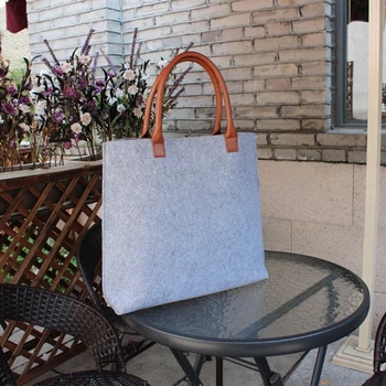 grey felt tote bag