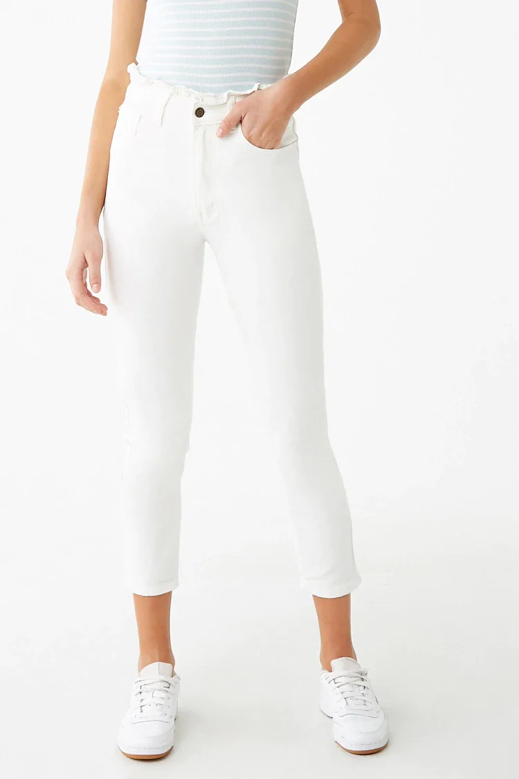ankle length white jeans