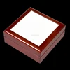 High quality Red Wood jewelry box with Sublimation ceramic tile