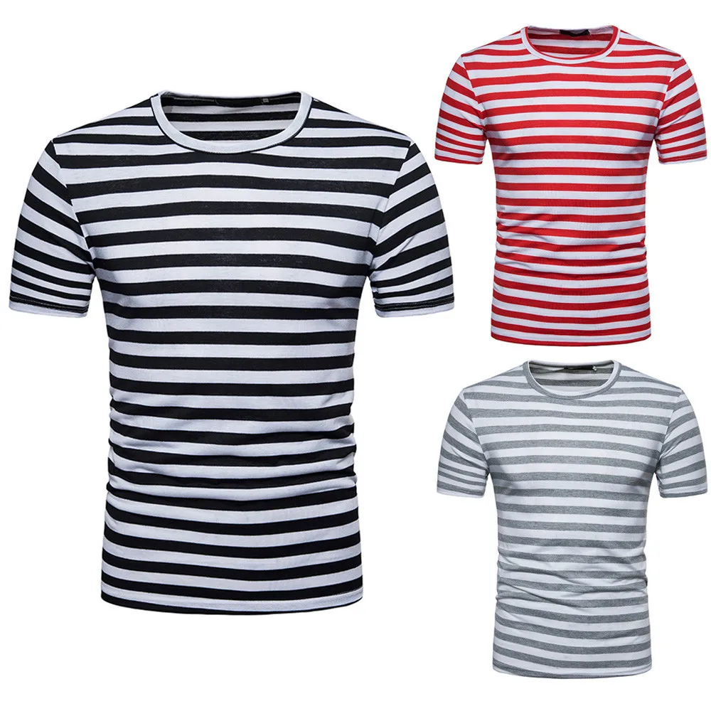 Hot Sale Custom Wholesale Blank Red And Black Striped T Shirt Mens ...