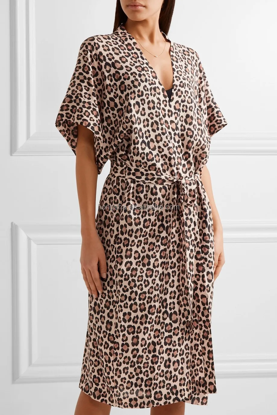 silk leopard robe