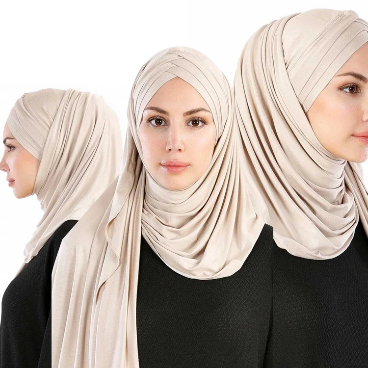 2019 Popular Islamic Muslim Instant Hijab Stretch Three Pre Stitched