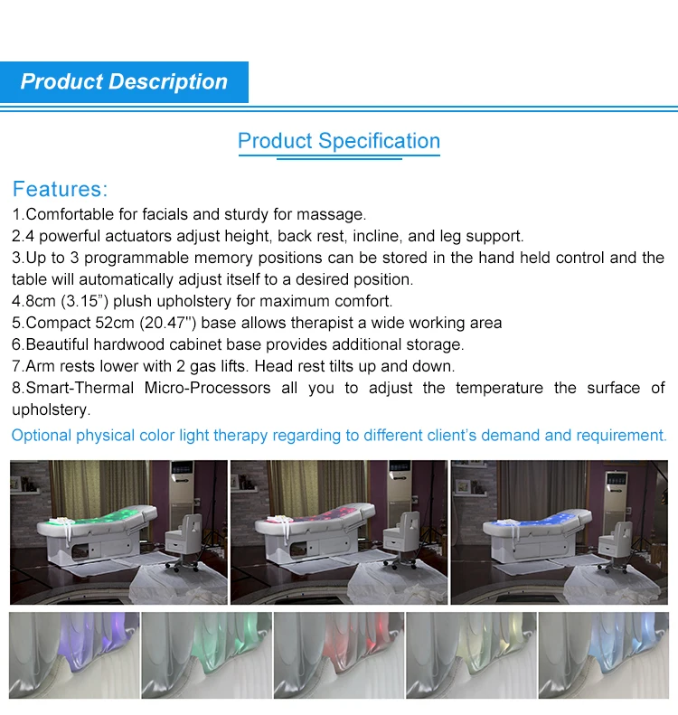best quality electric heated water Spa massage table with LED light.jpg