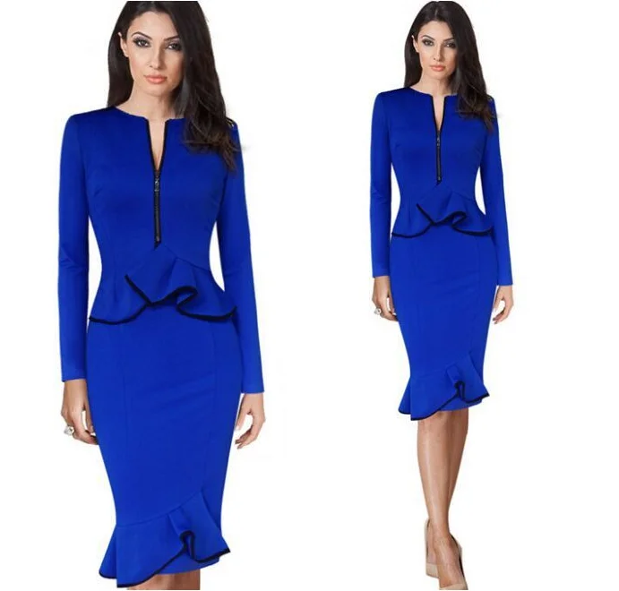 Female Office Dress Style Uniform Ladies Western Career Dress - Buy ...