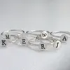 New Hot Product Stainless Steel Silver Stamped Alphabet Initial "A" "J" Letter Finger Ring Design