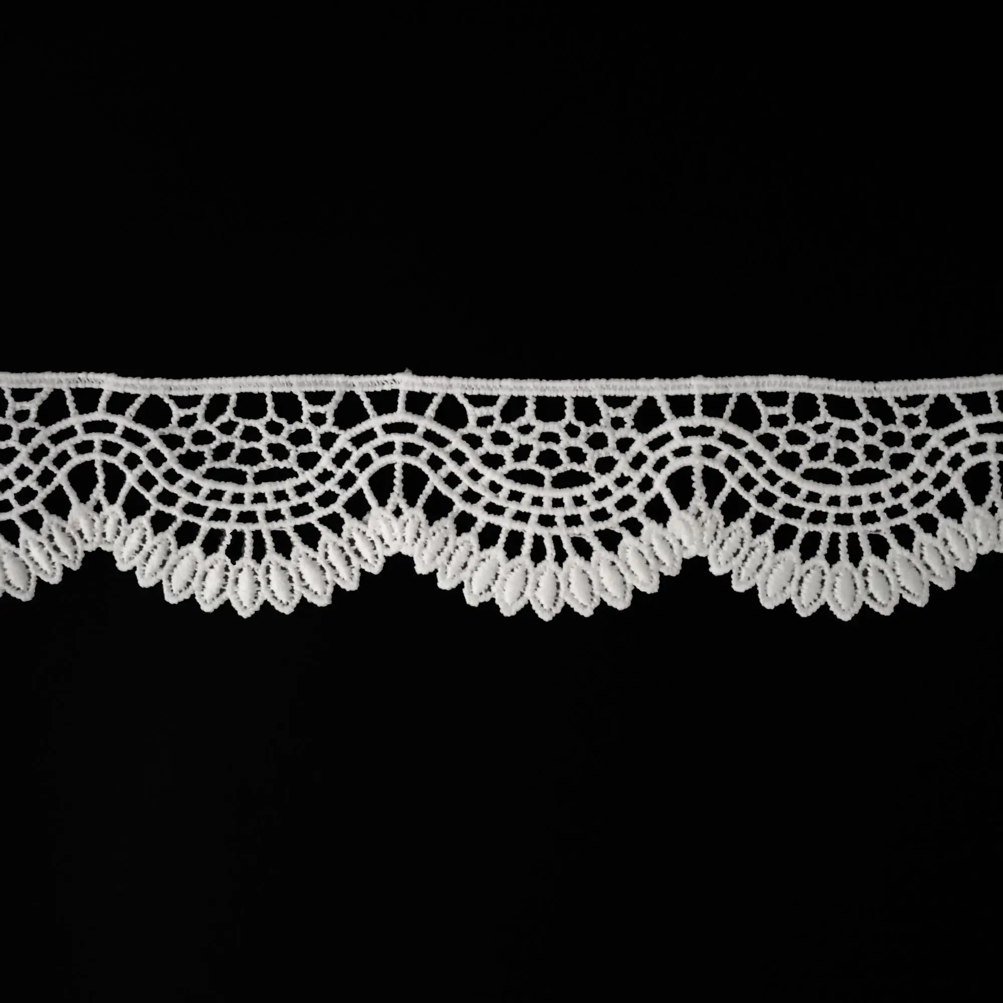 White Elegant Water Soluble Lace With Eyelet Trimming