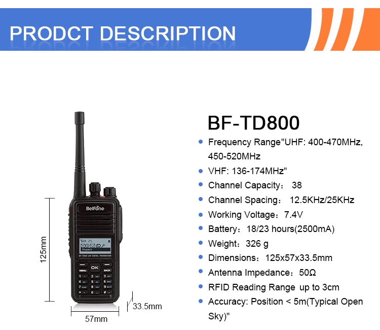 Bftd800 Uhf Digital Portable Twoway Radio Am Fm Transceiver Dmr Buy