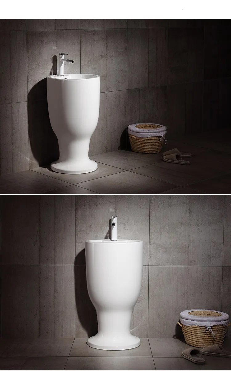 Luxury DesignWine Glass Design  Bathroom Ceramic Pedestal Wash Basin C-132