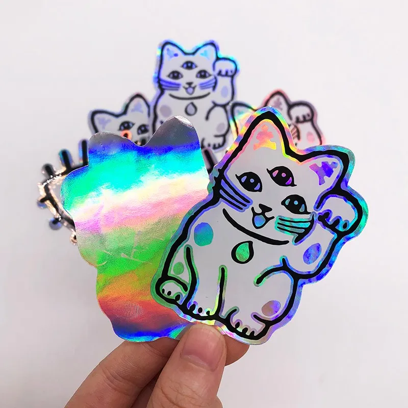 Self Adhesive Irregular Shape Holographic Logo Sticker Printing Custom ...