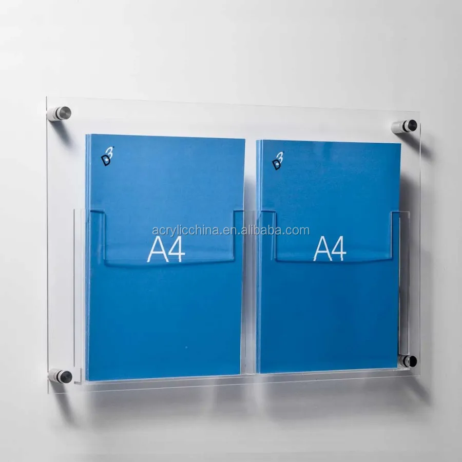 Wall Mount Acrylic A4 Paper Holder,Clear Acrylic A4 Brochure Holders