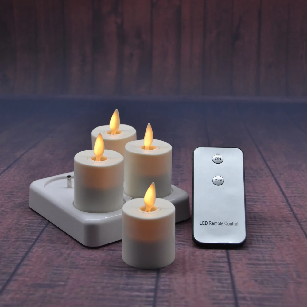 Set of 4 moving wick Rechargeable battery Tea Light Flameless candle for hotel
