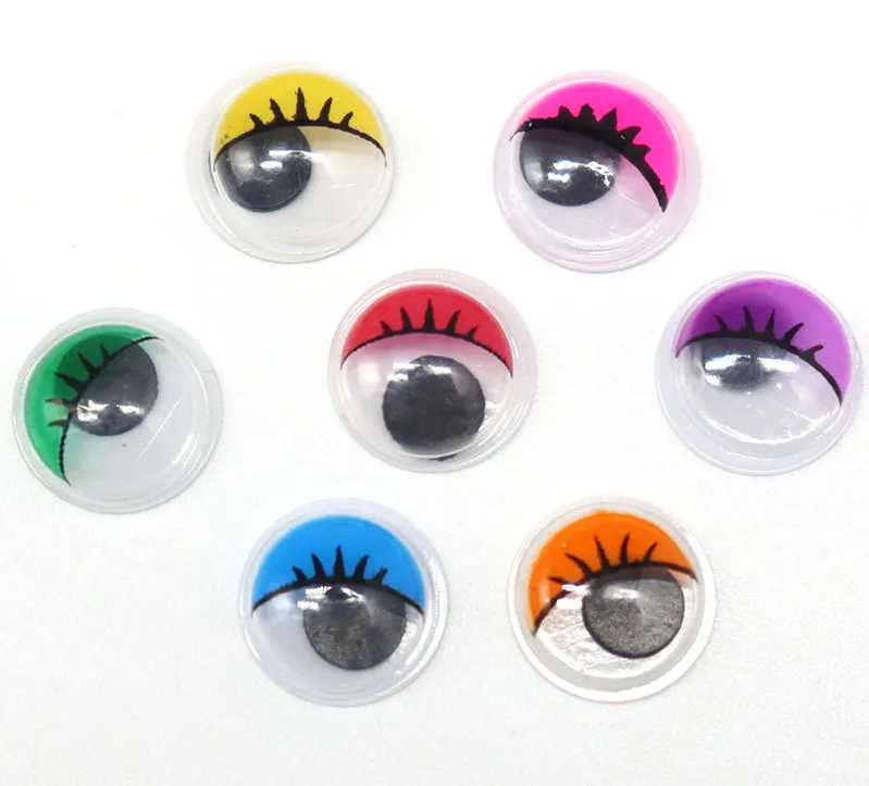 50pcs 15mm Mix Colors Custom Wholesale Oval Googly Eyes With Eyelash