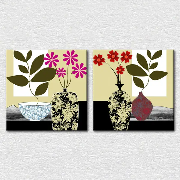 Flowers vase canvas simple abstract paintings for modern home ...