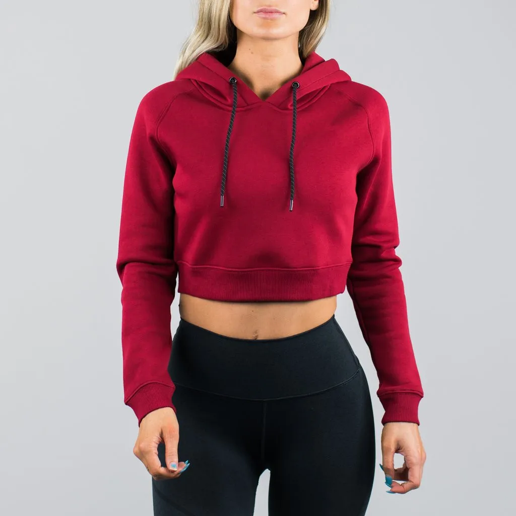Wholesale Cropped Top Hoodie 50/50 Blend Cotton Polyester Fleece Womens ...