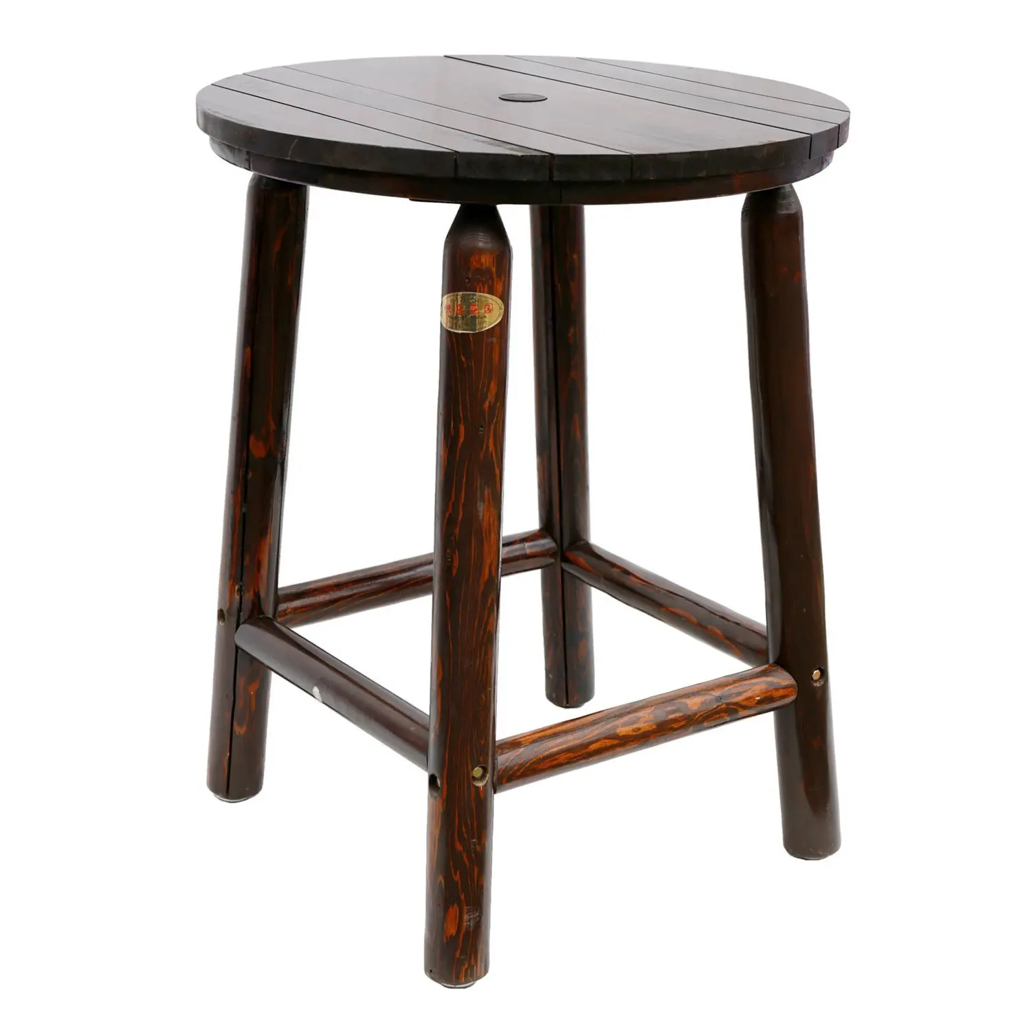 Songsen Log Wood Bar Table & Chair Set Outdoor Barstool Retro Style Bar Furniture (Single Table)