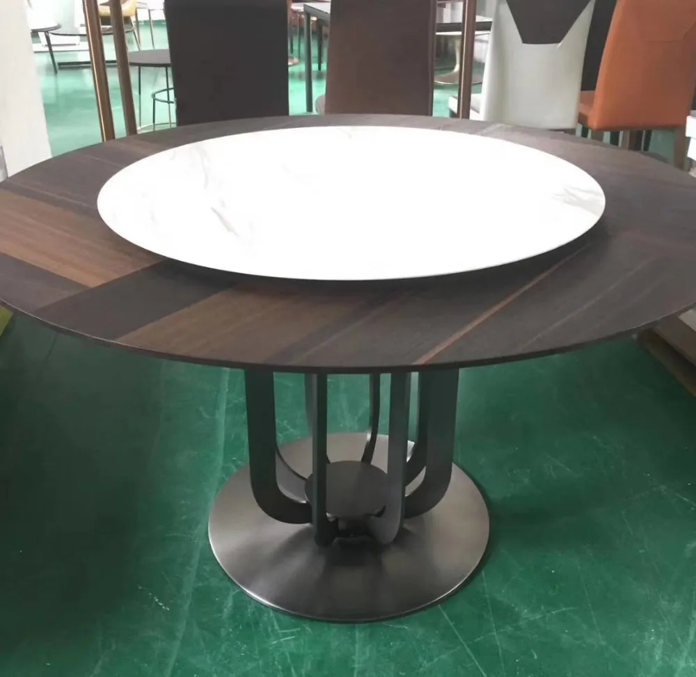 Modern Designs Wooden With Rotating Centre Round Dining Table Set Buy